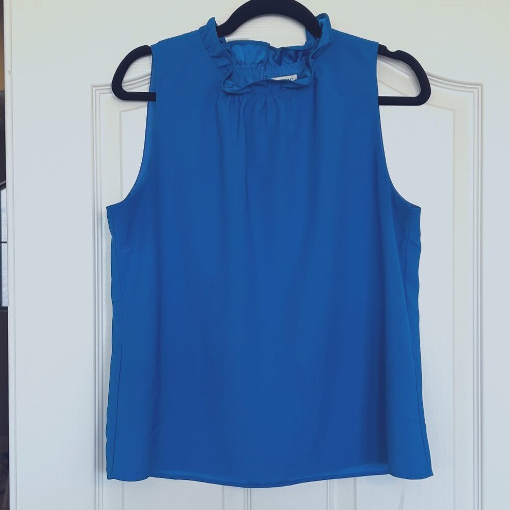 J.Crew Factory Ruffleneck Sleeveless Crepe Blouse